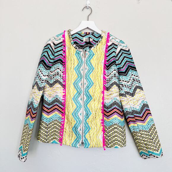 Molly Bracken Colorful Embroidered Zipper Jacket NWT Medium - Picture 1 of 5